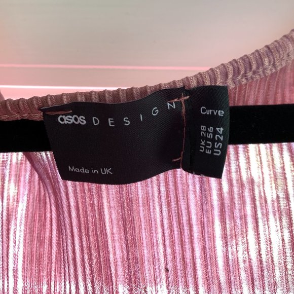 ASOS DESIGN Curve plisse midi wrap dress with belt in rose - Picture 5 of 7